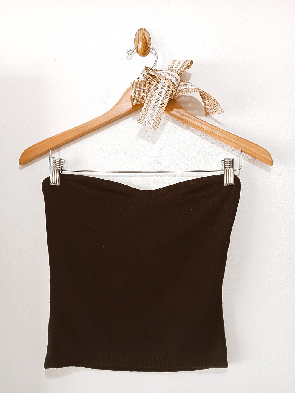 EXPRESS STRAPLESS BLACK RIBBED HEM CROPPED SWEATER KNIT TUBE TANK TOP SIZE SMALL